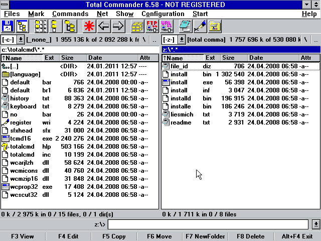 Скриншот Total Commander 6.58 en (Windows 3.x)